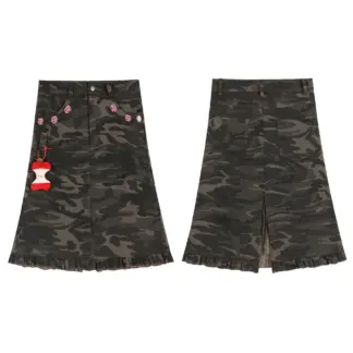 Camouflage Mid-calf Skirt